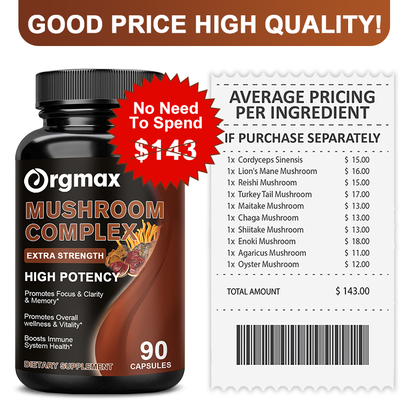 Orgmax In High Strength Mushroom Capsules Supplement Lions Mane